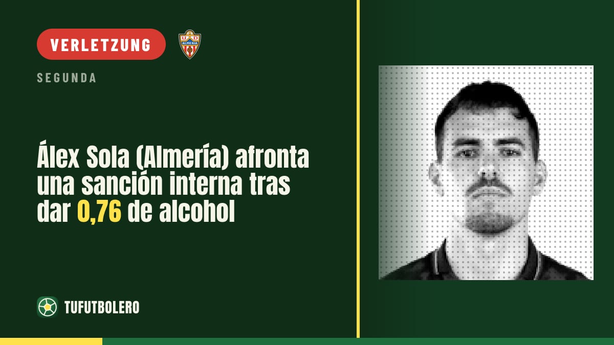 Álex Sola (Almería) droht intern eine Strafe nach 0,76 Alkohol