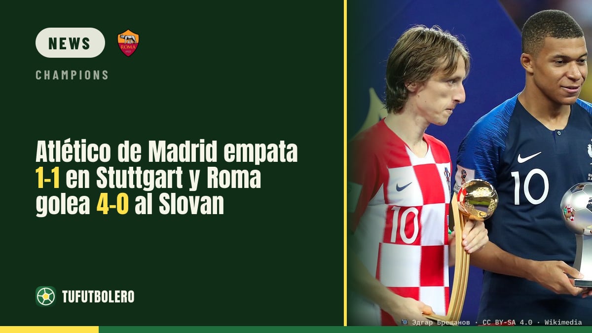 Atlético Madrid rettet 1:1 in Stuttgart, Roma schlägt Slovan 4:0