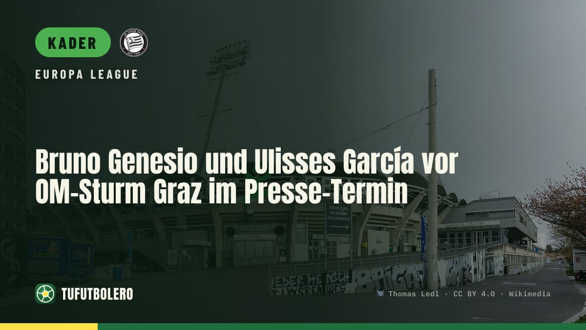 Bruno Genesio und Ulisses García vor OM-Sturm Graz im Presse-Termin