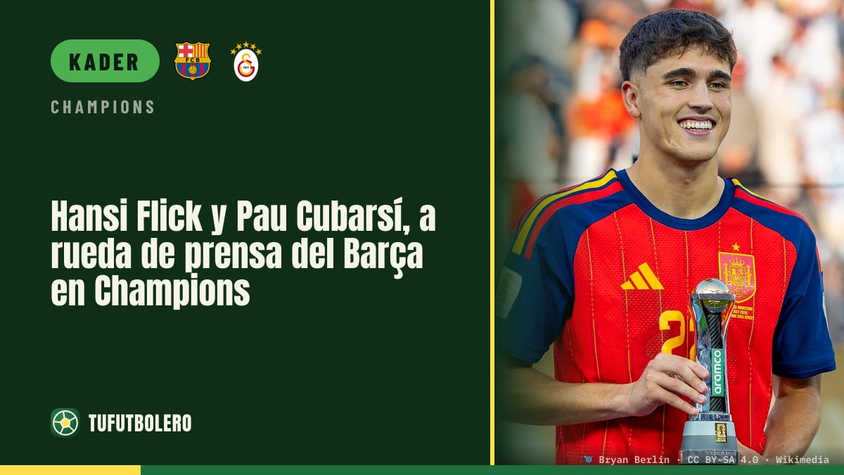 Hansi Flick und Pau Cubarsí in der Barça-PK vor der Champions League