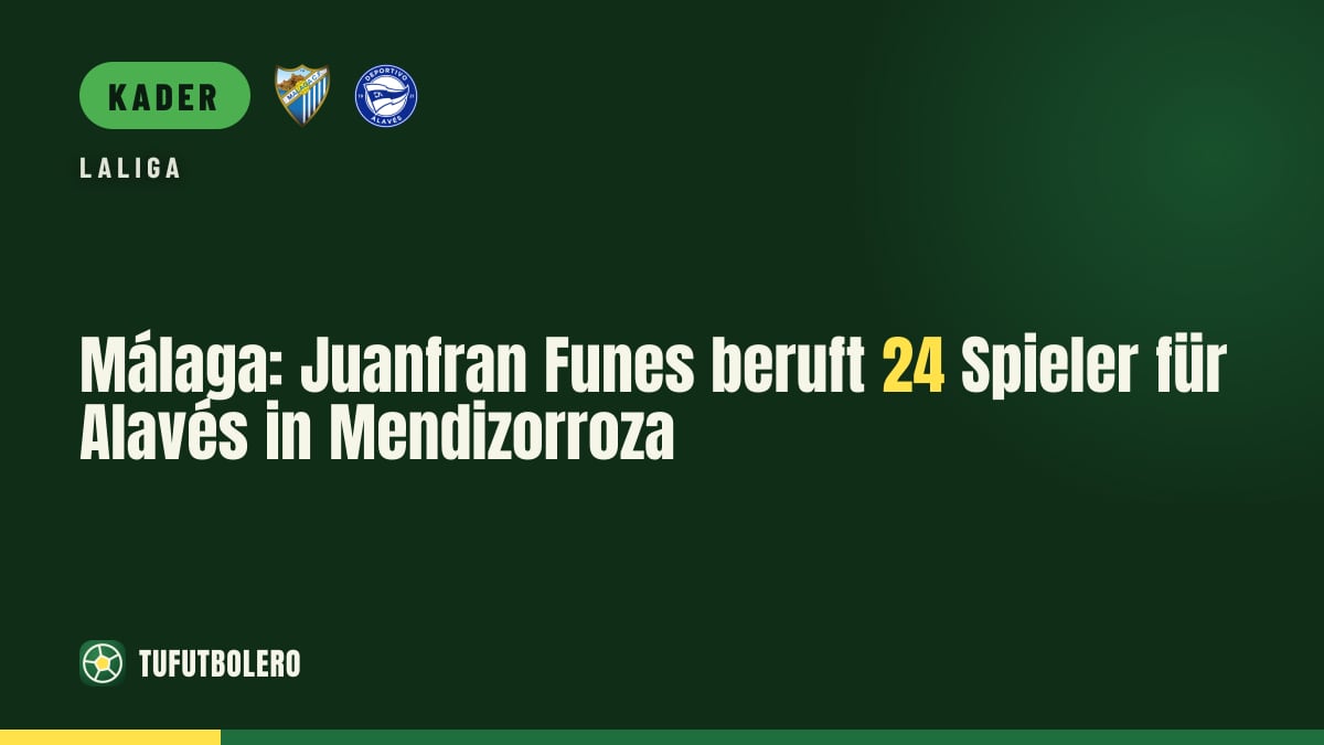 Málaga: Juanfran Funes beruft 24 Spieler für Alavés in Mendizorroza