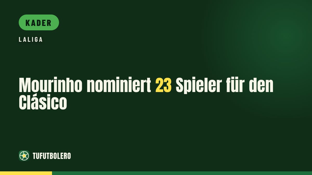 Mourinho nominiert 23 Spieler für den Clásico