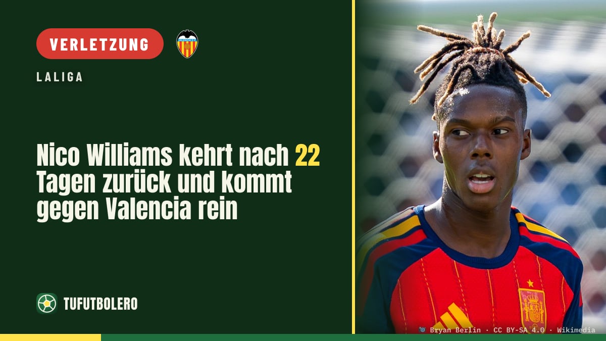 Nico Williams kehrt nach 22 Tagen zurück und kommt gegen Valencia rein