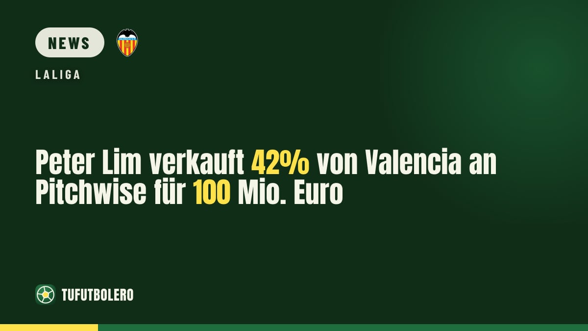 Peter Lim verkauft 42% von Valencia an Pitchwise für 100 Mio. Euro