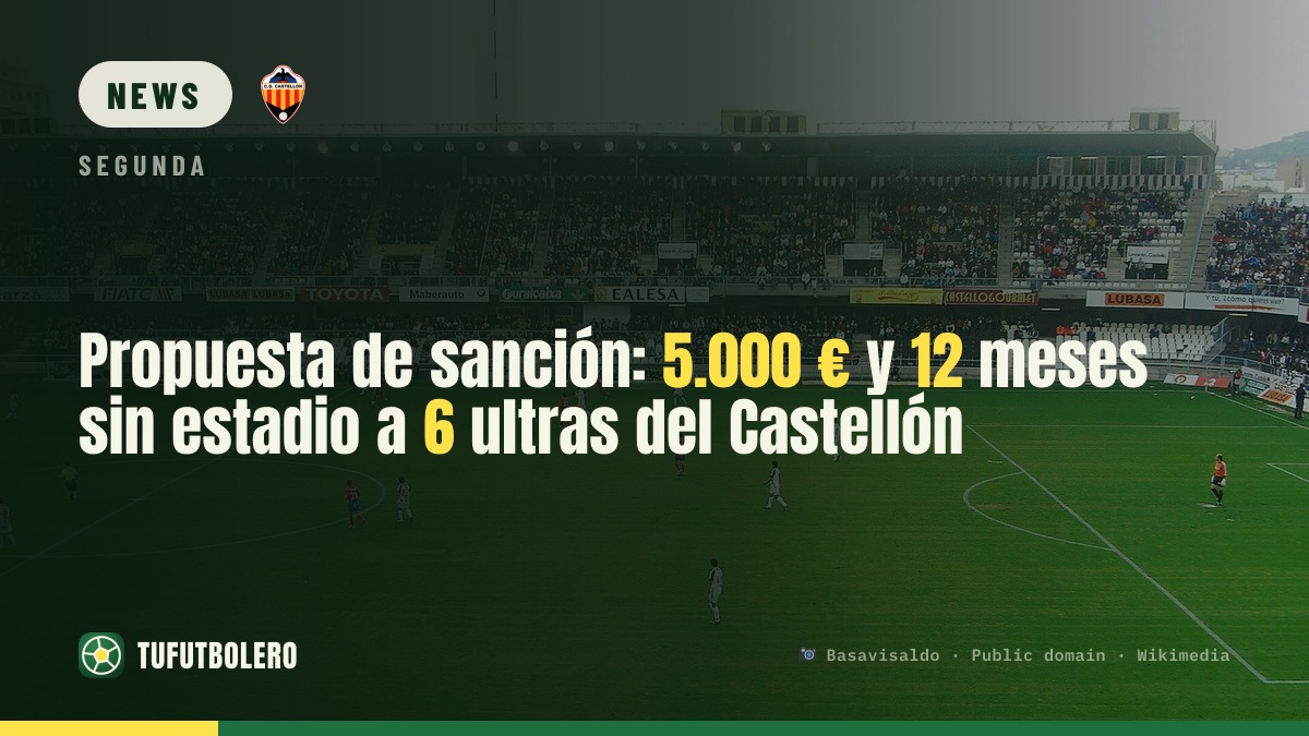 Sanktionsvorschlag: 5.000 € Strafe und 12 Monate Stadionverbot für 6 Castellón-Ultras