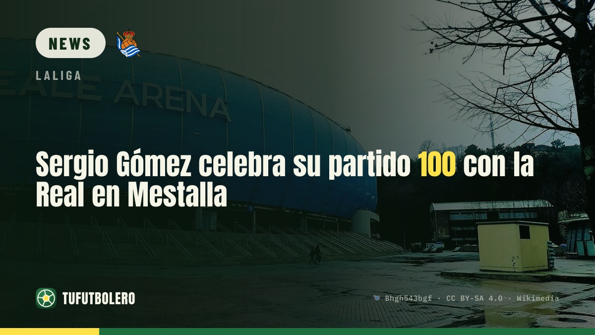 Sergio Gómez feiert sein 100. Spiel mit der Real in Mestalla