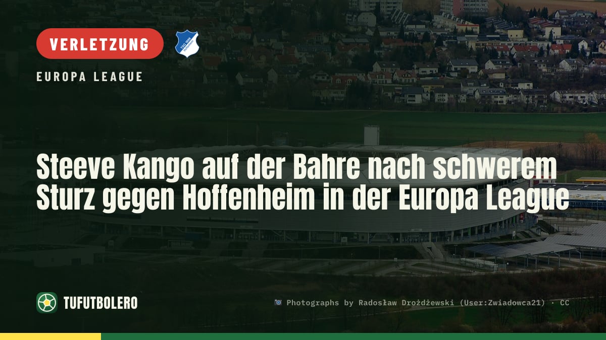 Steeve Kango auf der Bahre nach schwerem Sturz gegen Hoffenheim in der Europa League