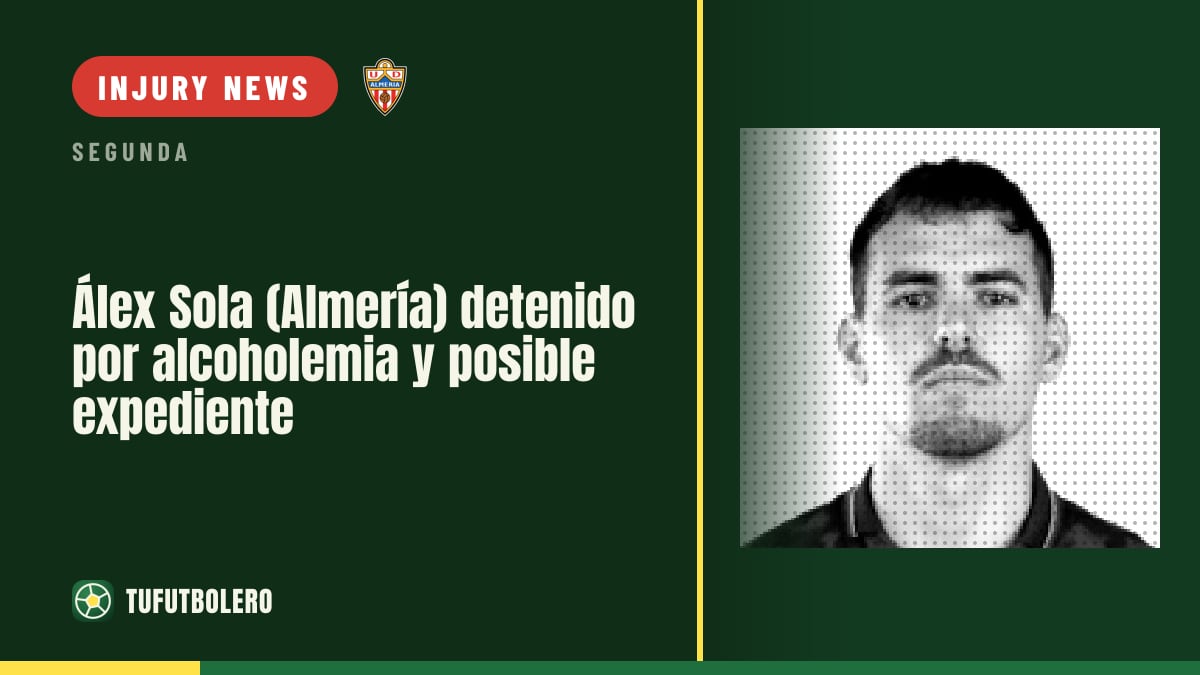 Álex Sola (Almería) detained for drunk-driving test, disciplinary probe