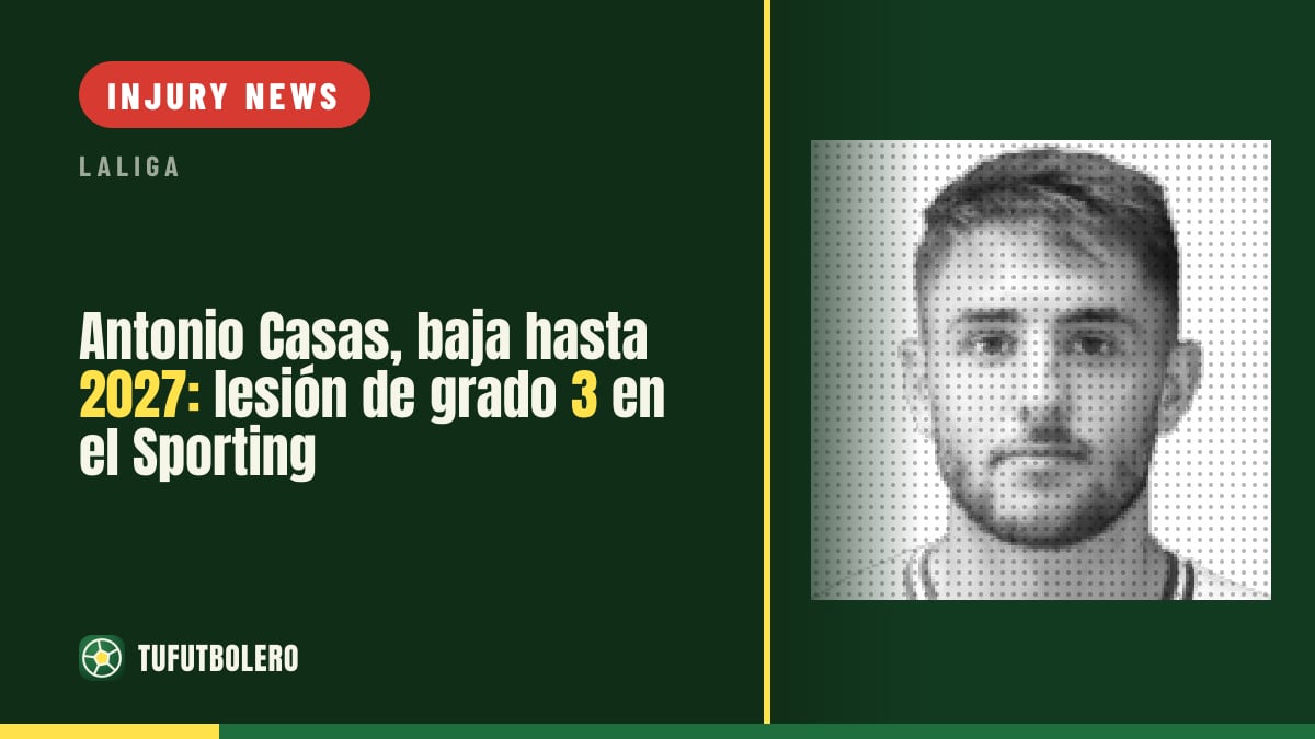 Antonio Casas ruled out until 2027 after grade-3 injury with Sporting