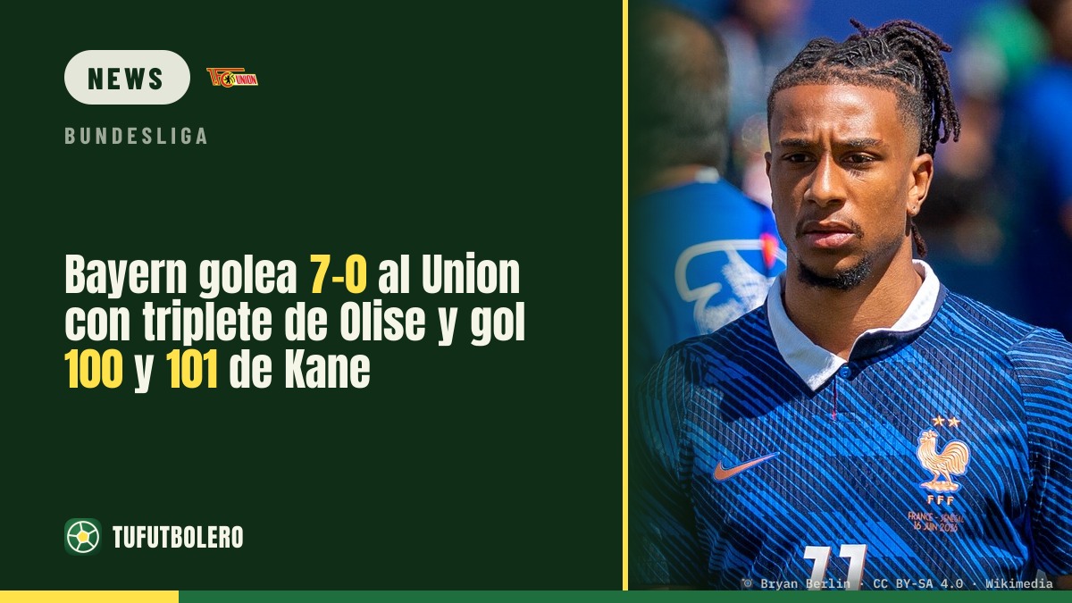 Bayern thrash Union Berlin 7-0 with Olise hat-trick and Kane’s 100th & 101st