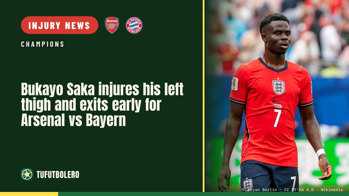 Bukayo Saka injures his left thigh and exits early for Arsenal vs Bayern