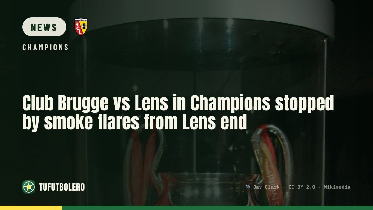 Club Brugge vs Lens in Champions stopped by smoke flares from Lens end