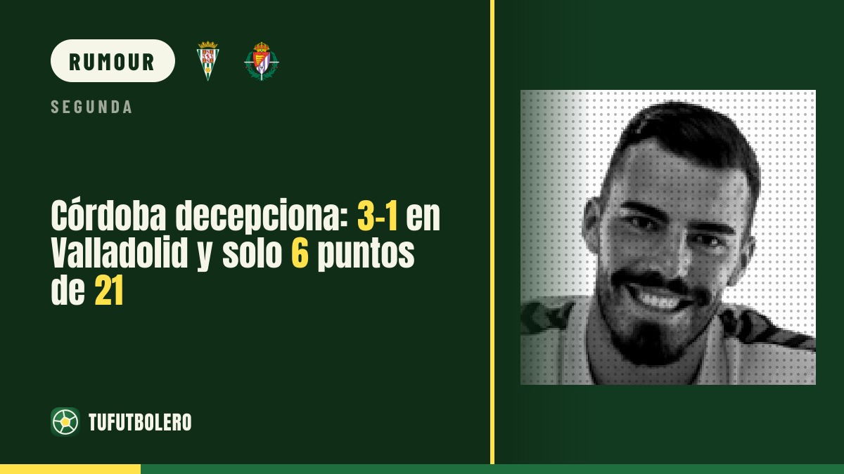 Córdoba slump continues: 3-1 at Valladolid leaves just 6/21