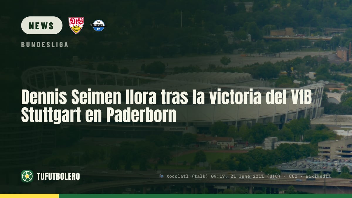 Dennis Seimen cries after VfB Stuttgart win at Paderborn