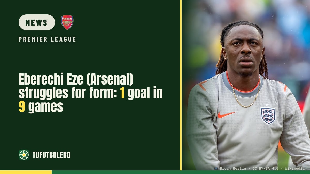Eberechi Eze (Arsenal) struggles for form: 1 goal in 9 games