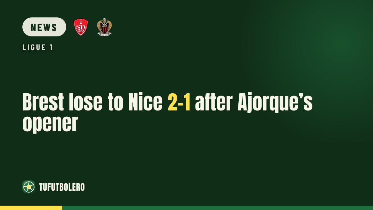 Brest lose to Nice 2-1 after Ajorque’s opener