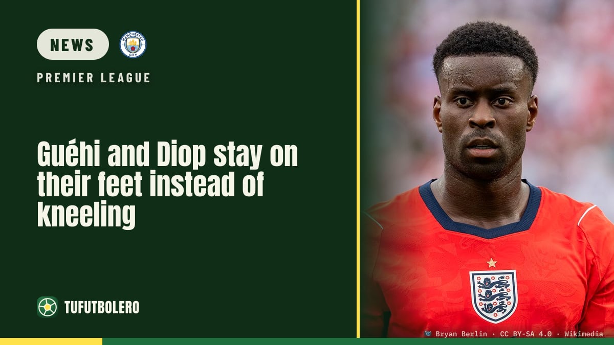Guéhi and Diop stay on their feet instead of kneeling