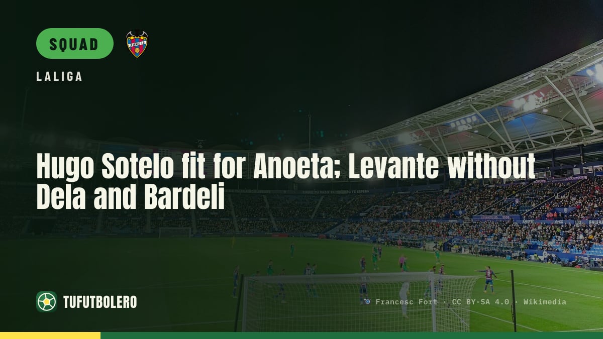 Hugo Sotelo fit for Anoeta; Levante without Dela and Bardeli