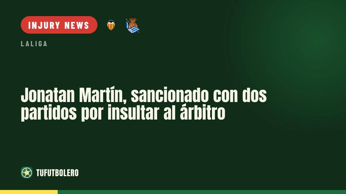 Jonatan Martín banned for two matches for insulting the fourth official