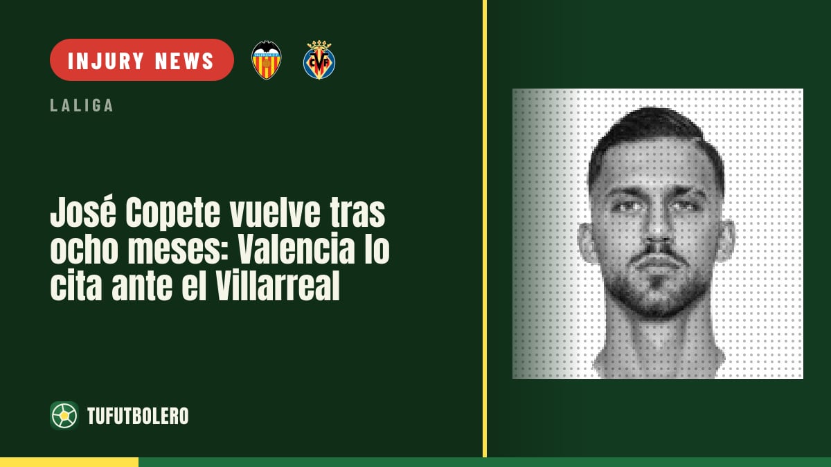José Copete returns after eight months: Valencia include him vs Villarreal
