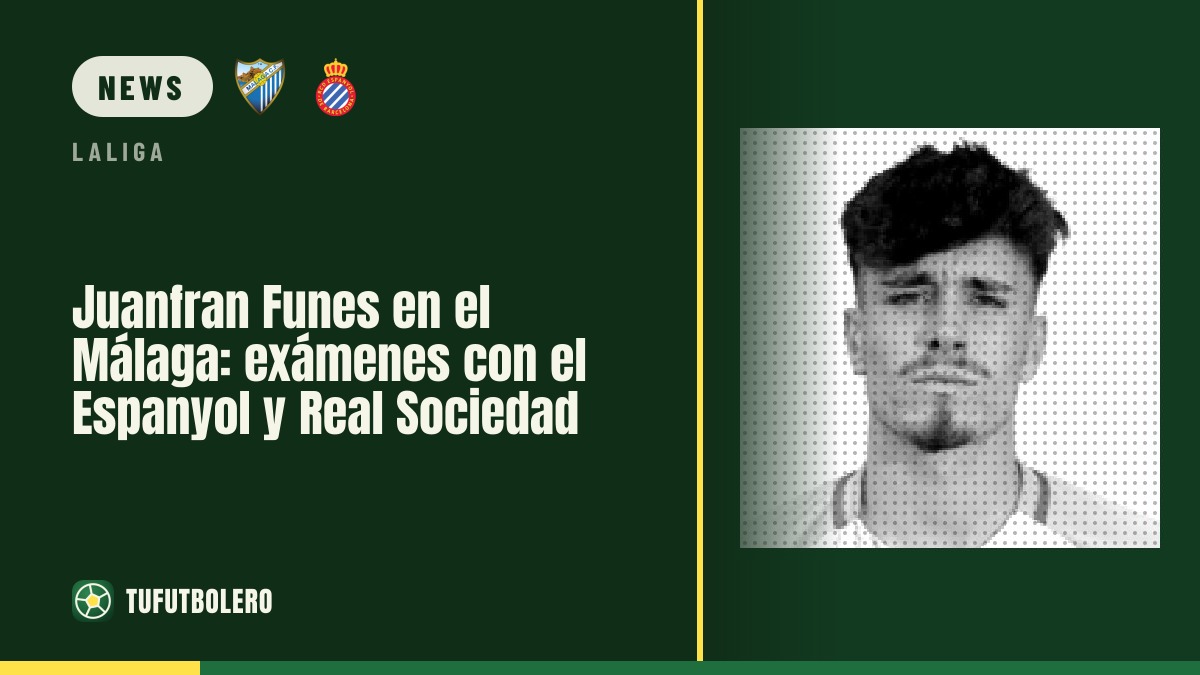Juanfran Funes at Malaga: tests ahead vs Espanyol and Real Sociedad