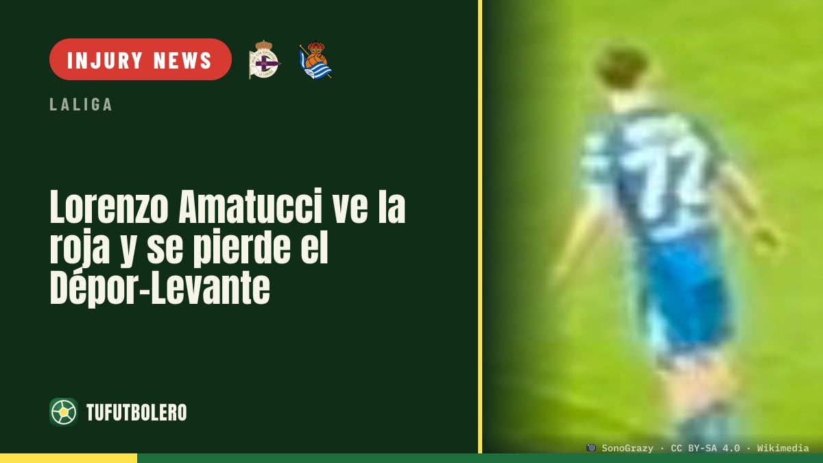 Lorenzo Amatucci sent off and will miss Deportivo vs Levante