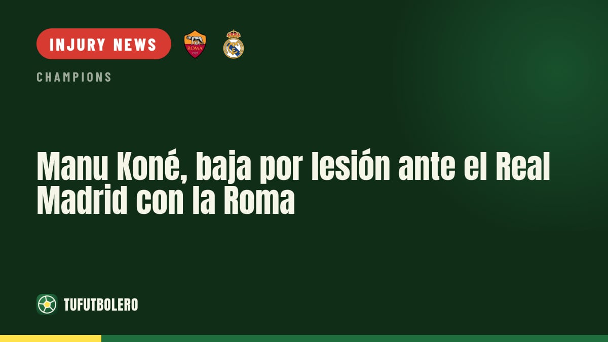 Manu Koné injured after 15 minutes vs Real Madrid with Roma