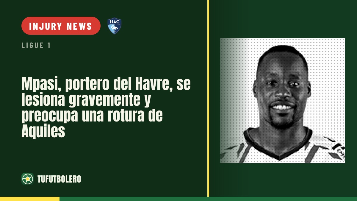 Havre keeper Mpasi suffers severe injury, tendon of Aquiles feared
