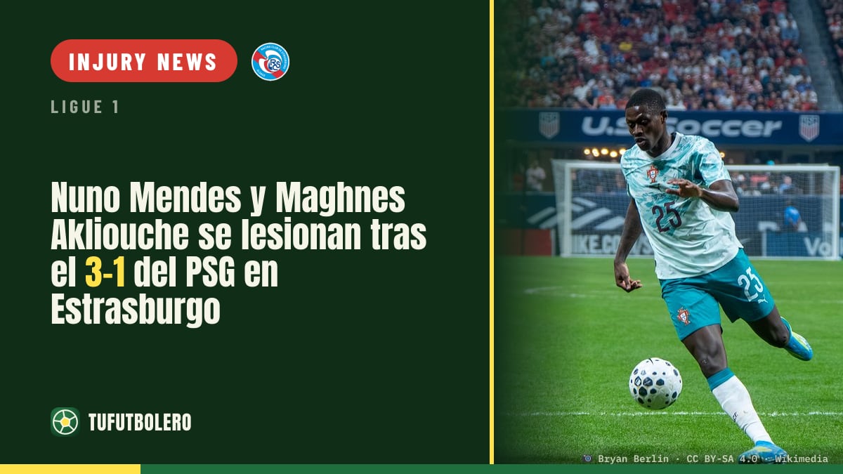 Nuno Mendes and Maghnes Akliouche injured after PSG’s 3-1 win at Strasbourg