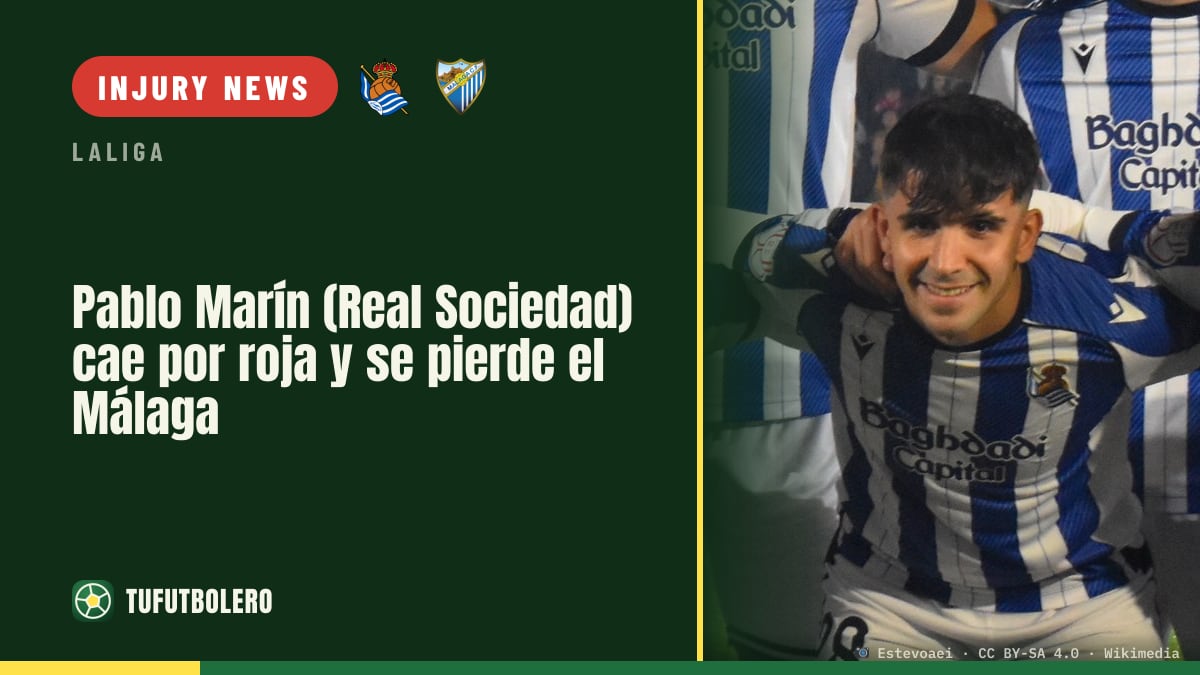 Pablo Marín (Real Sociedad) out after red, misses Málaga trip