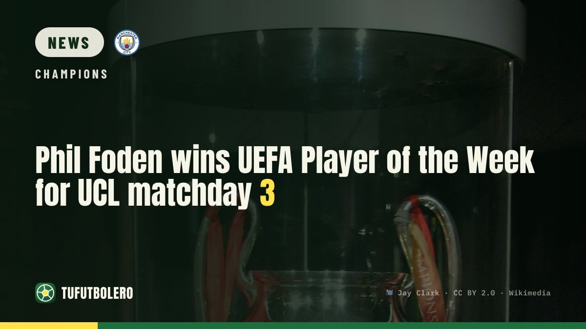 Phil Foden wins UEFA Player of the Week for UCL matchday 3