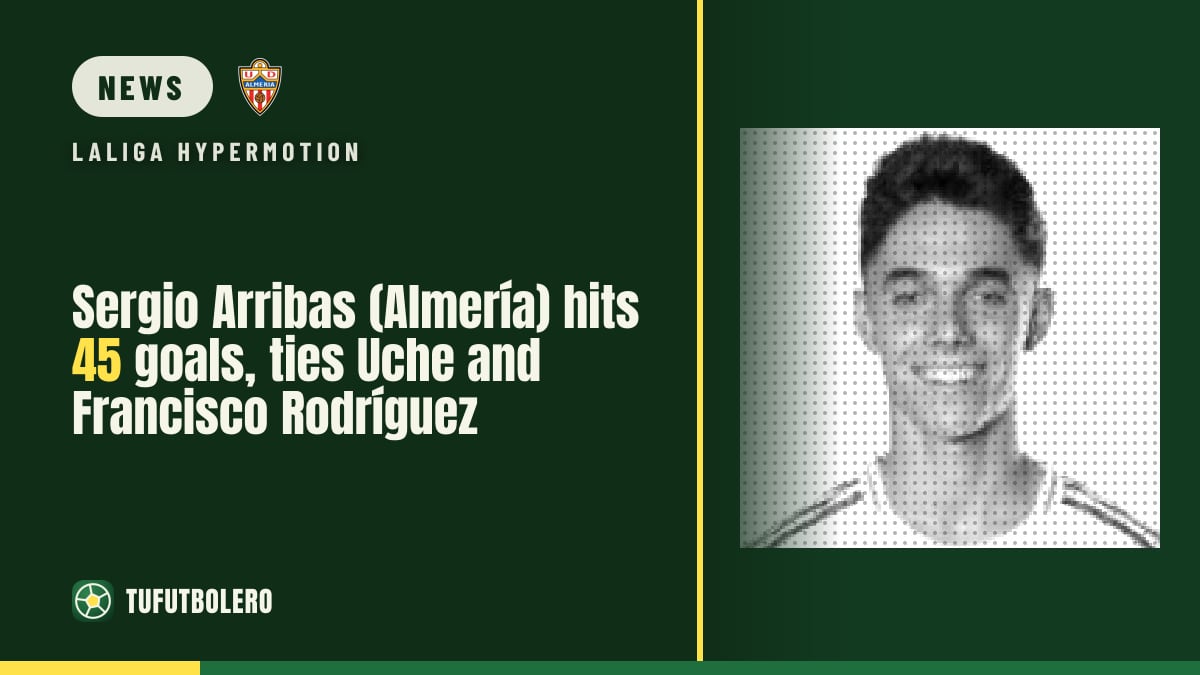Sergio Arribas (Almería) hits 45 goals, ties Uche and Francisco Rodríguez