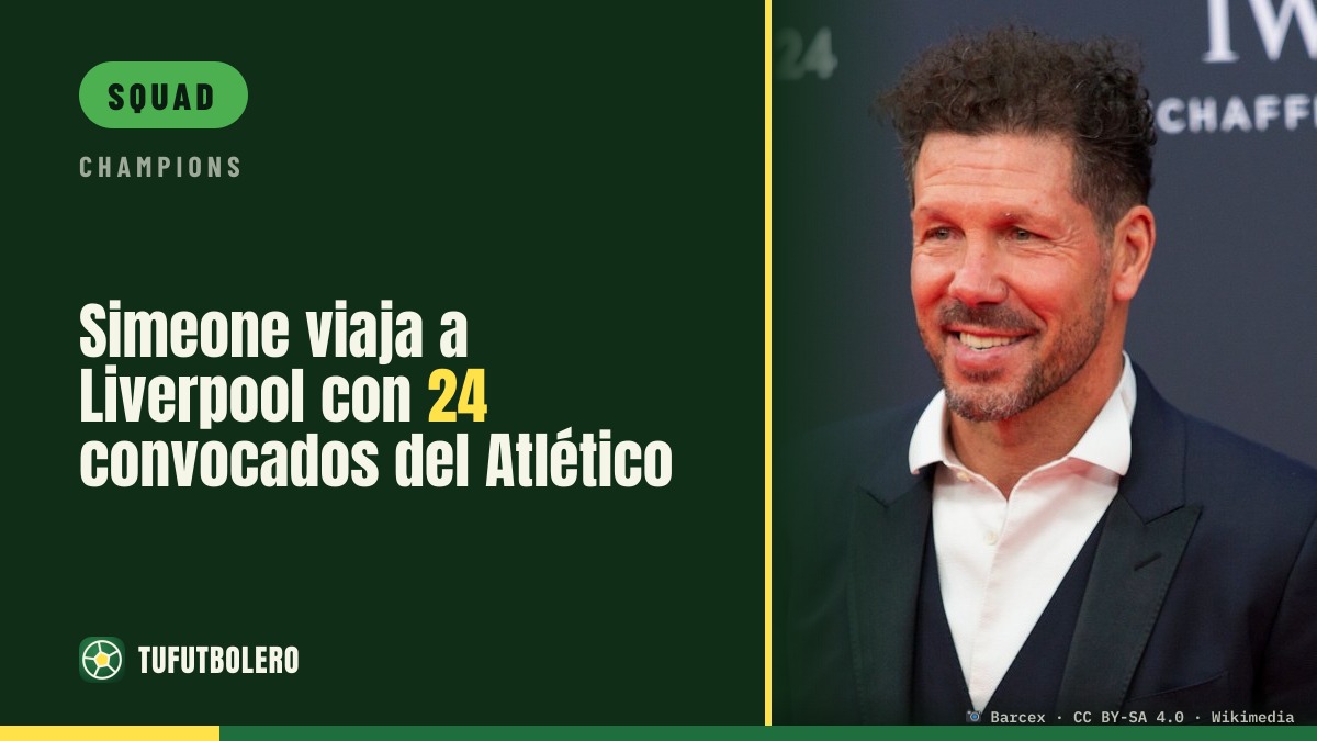 Simeone travels to Liverpool with 24 Atlético players