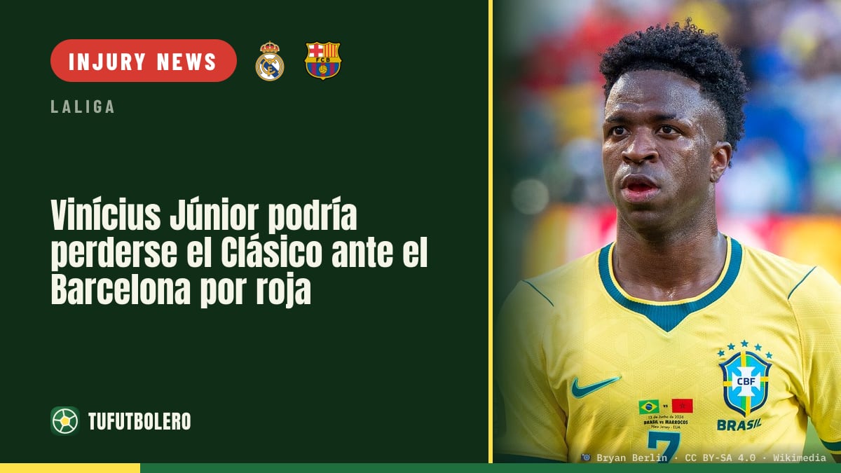 Vinícius Júnior could miss the Clásico vs Barcelona after straight red