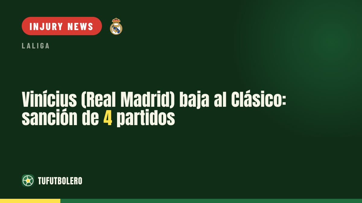 Vinicius (Real Madrid) misses the Clasico: four-match ban