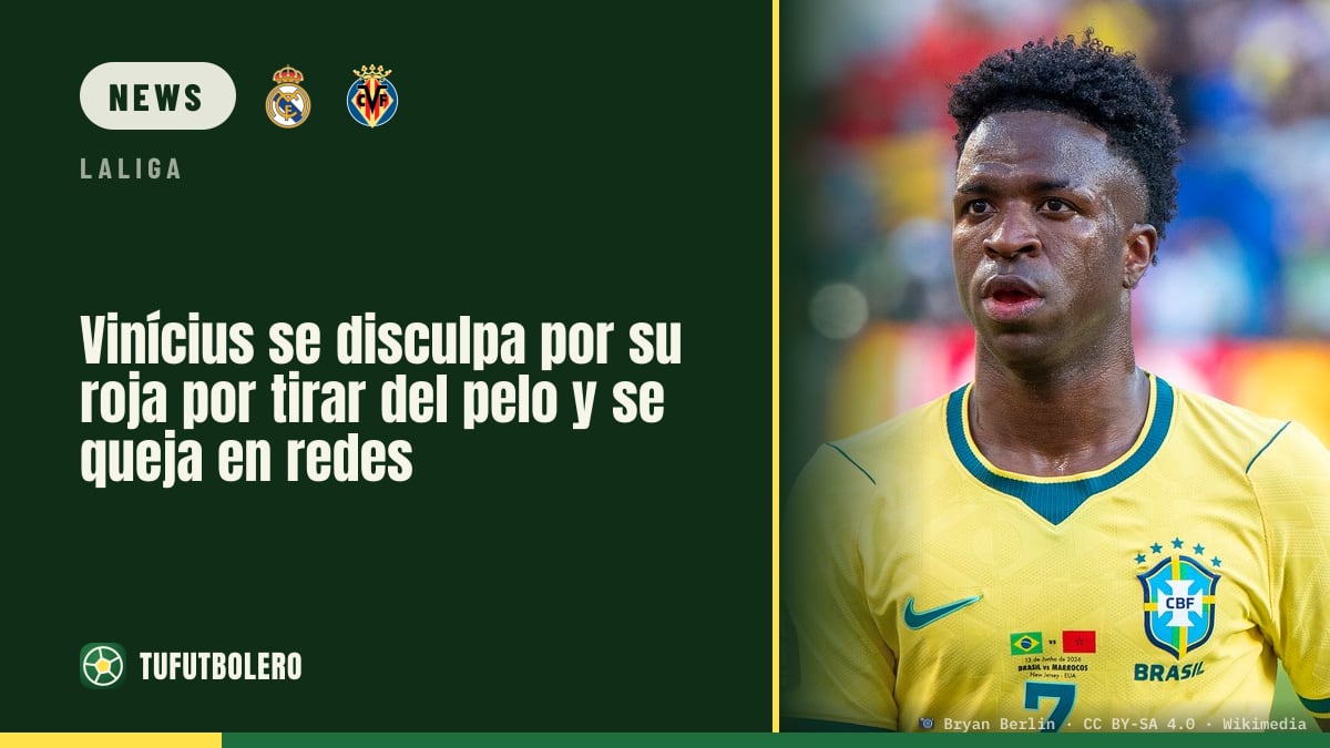 Vinícius apologises after a red card for hair pulling and then complains online