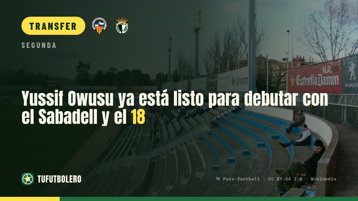 Yussif Owusu is ready to play for Sabadell vs Burgos with shirt 18