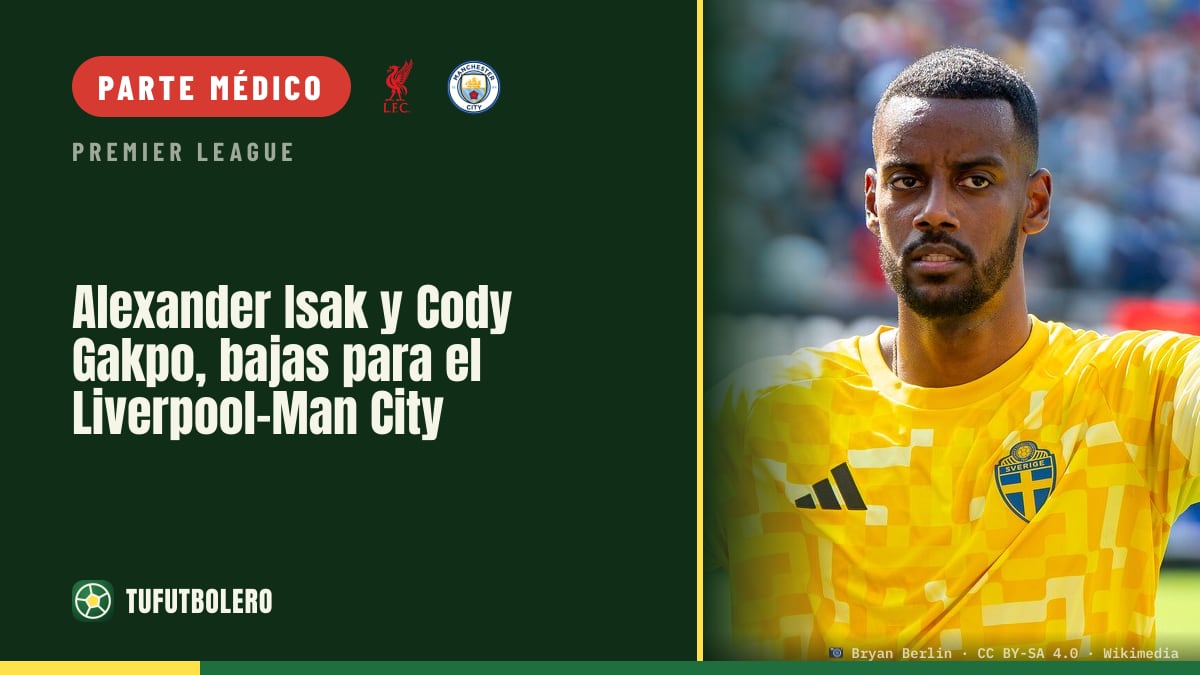 Alexander Isak y Cody Gakpo, bajas para el Liverpool-Man City