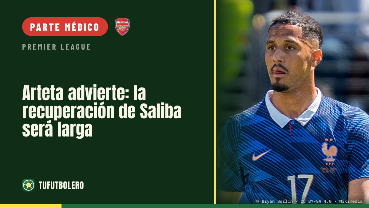 Arteta advierte: la recuperación de Saliba será larga