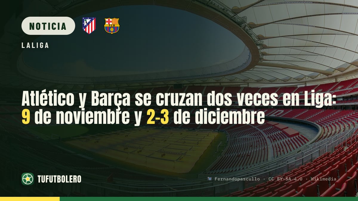 Atlético y Barça se cruzan dos veces en Liga: 9 de noviembre y 2-3 de diciembre