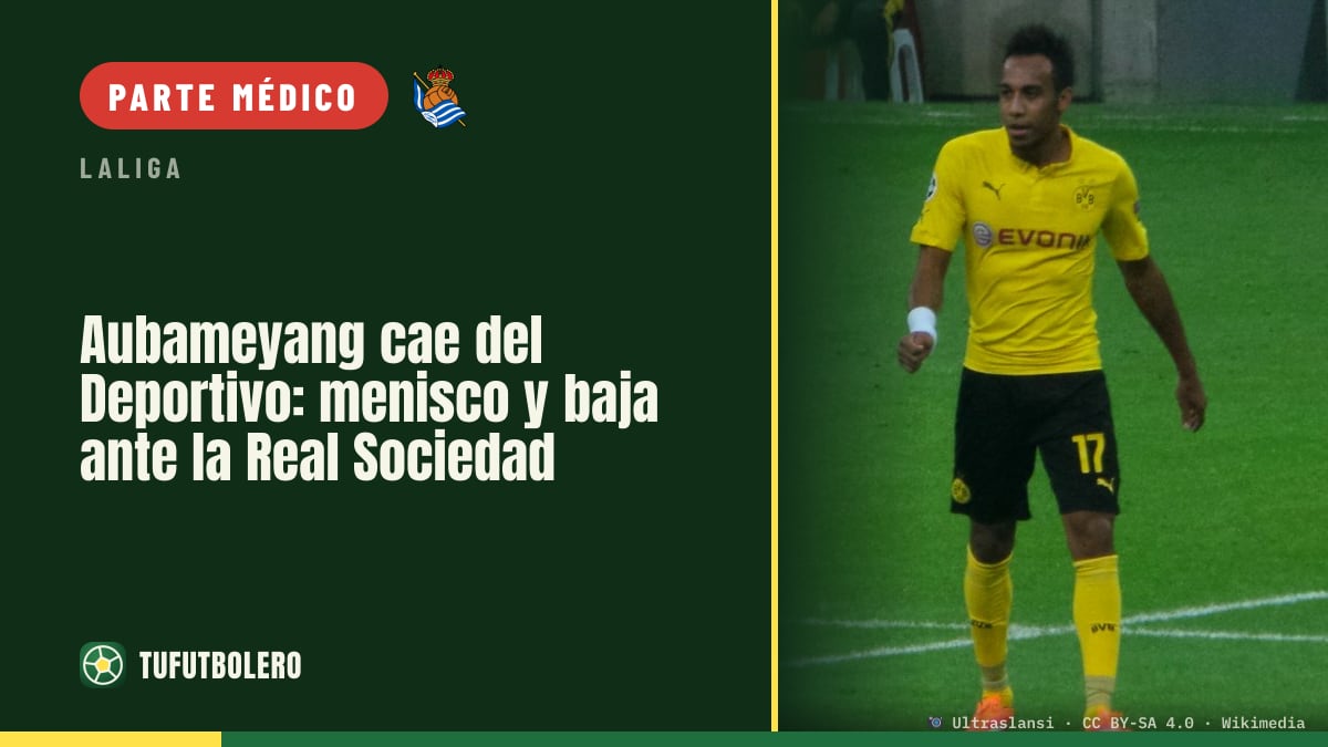 Aubameyang cae del Deportivo: menisco y baja ante la Real Sociedad