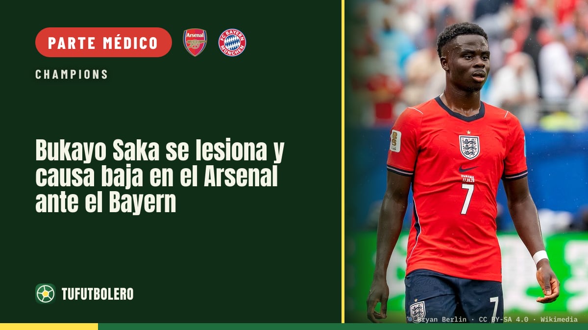 Bukayo Saka se lesiona y causa baja en el Arsenal ante el Bayern
