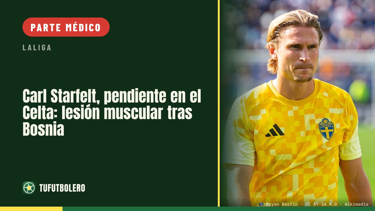 Carl Starfelt, pendiente en el Celta: lesión muscular tras Bosnia