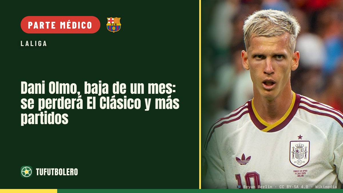 Dani Olmo, baja de un mes: se perderá El Clásico y más partidos