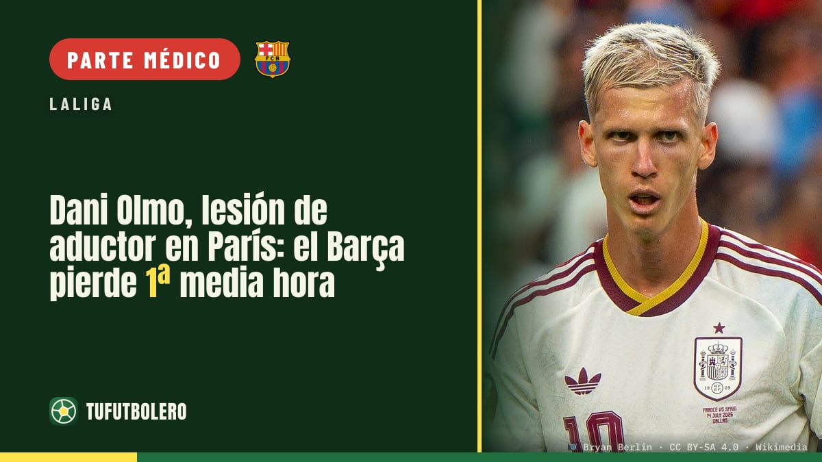 Dani Olmo, lesión de aductor en París: el Barça pierde 1ª media hora