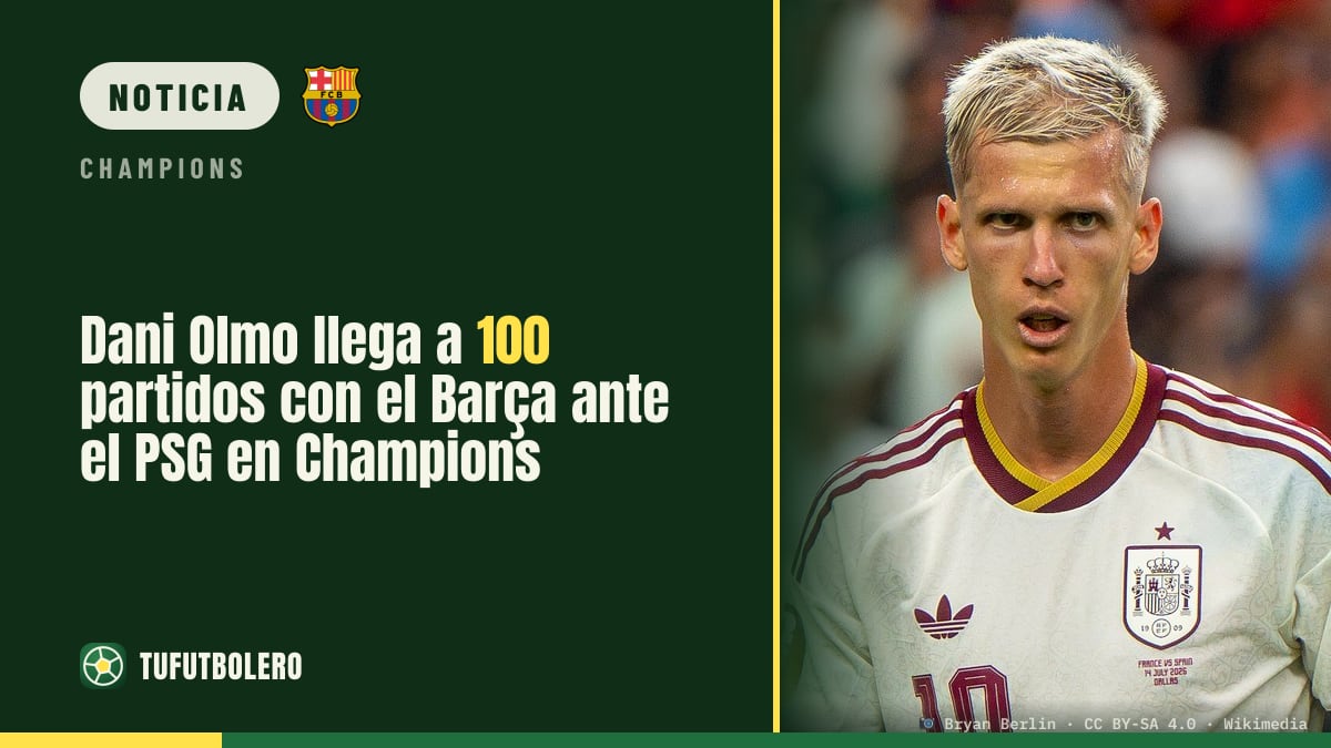 Dani Olmo llega a 100 partidos con el Barça ante el PSG en Champions