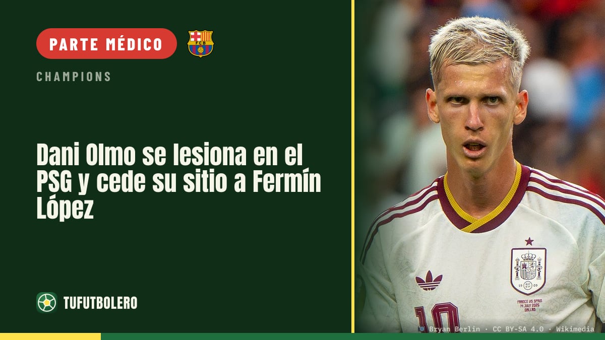 Dani Olmo se lesiona en el PSG y cede su sitio a Fermín López