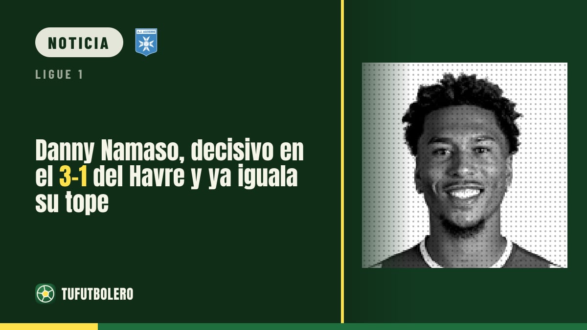 Danny Namaso, decisivo en el 3-1 del Havre y ya iguala su tope