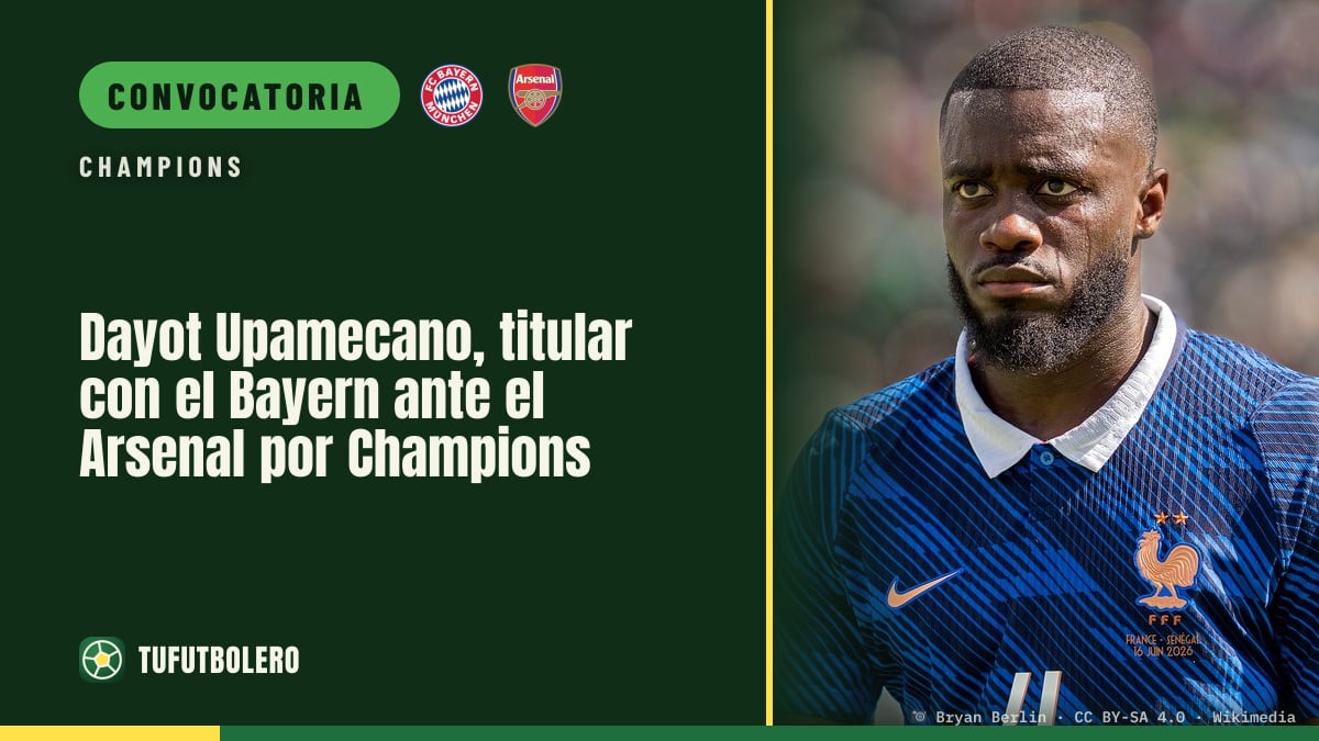 Dayot Upamecano, titular con el Bayern ante el Arsenal por Champions