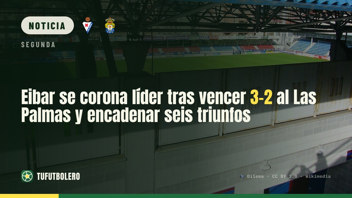 Eibar se corona líder tras vencer 3-2 al Las Palmas y encadenar seis triunfos
